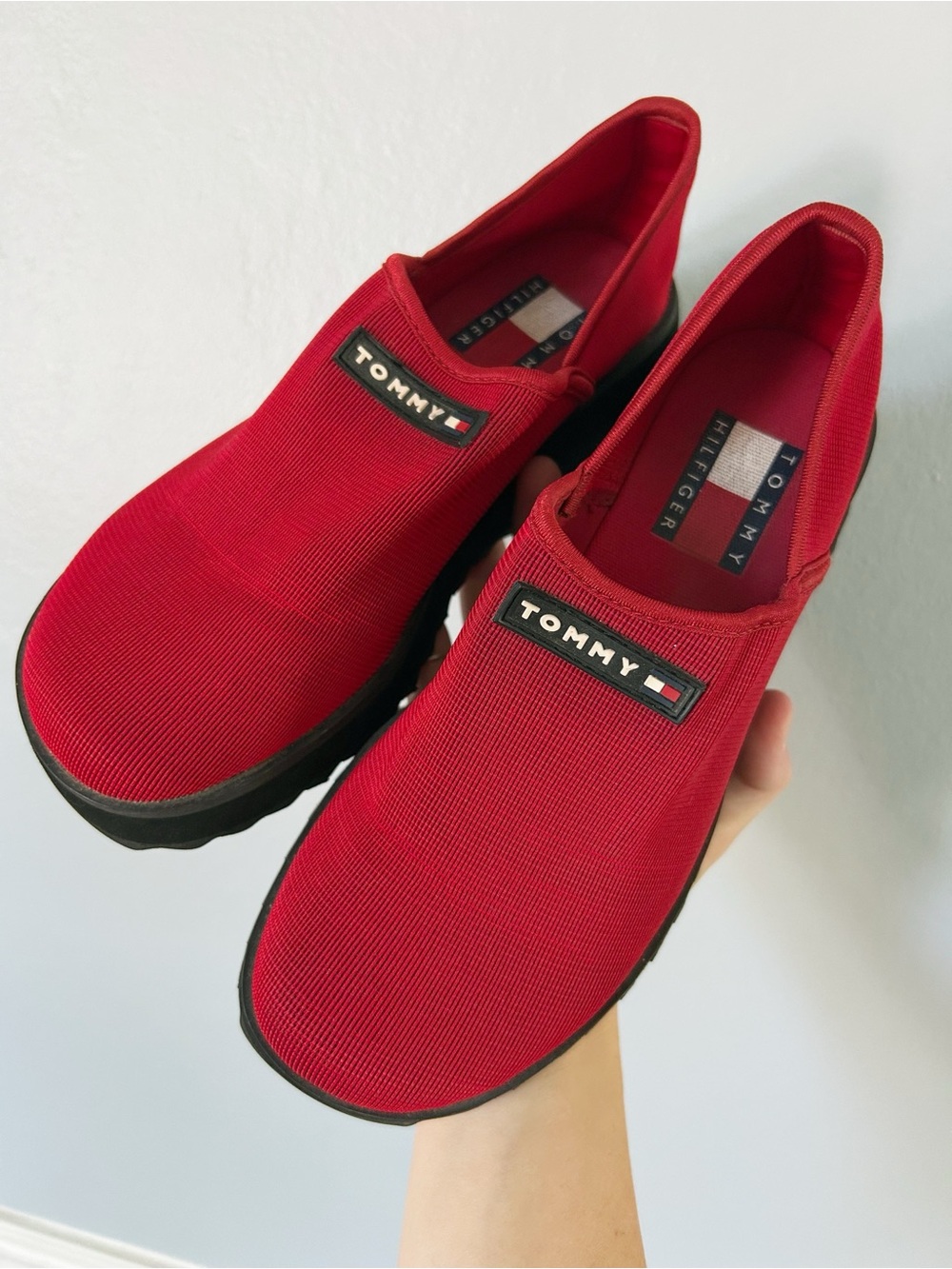 Tommy Hilfiger vintage y2k Red Slip-On Loafers clogs 6